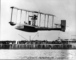Replica of the Benoist in flight, c. 1964.